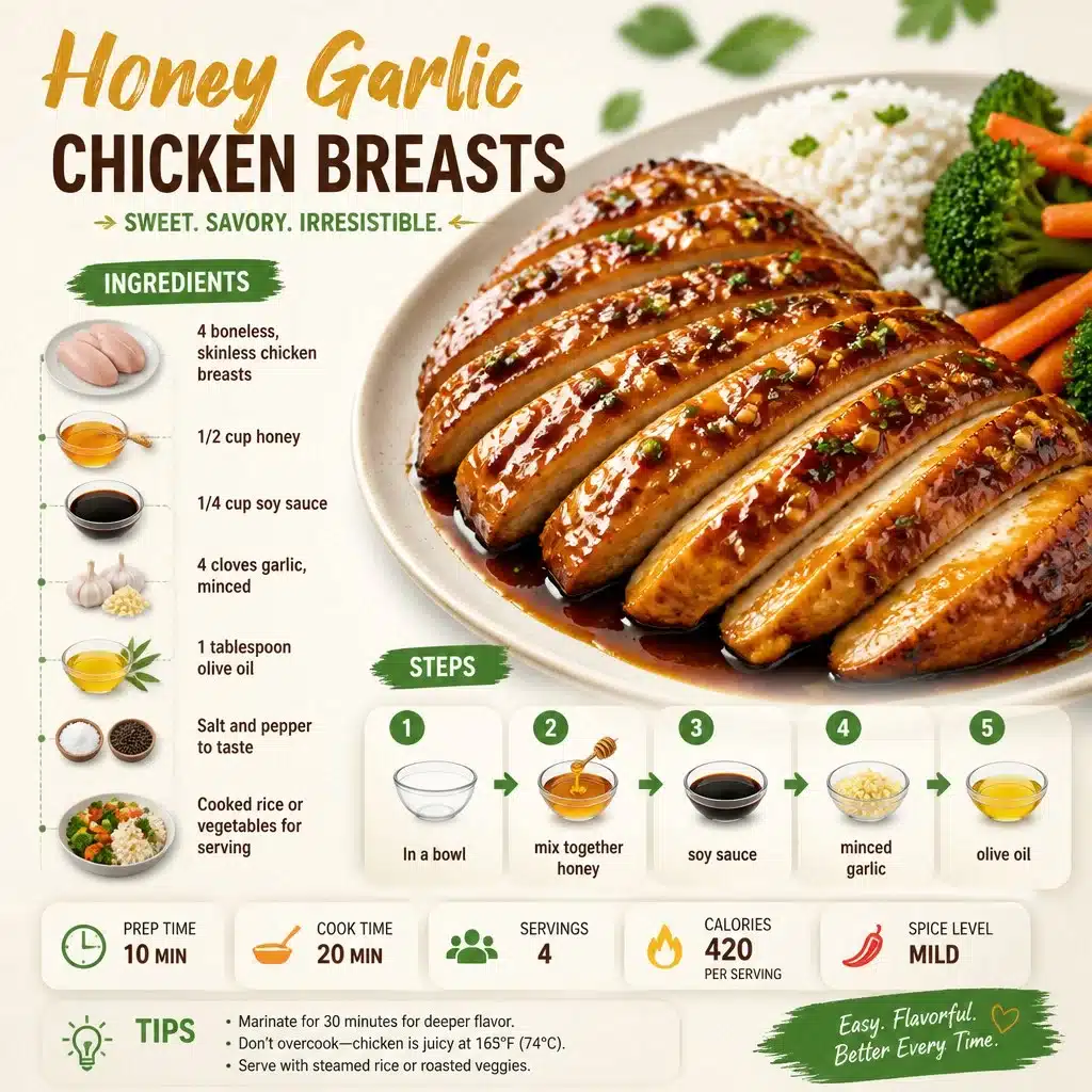 Honey Garlic Chicken Breasts with a sweet and savory glaze
