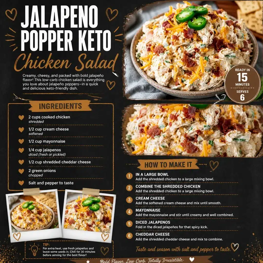 Delicious Jalapeño Popper Chicken Salad served in a bowl
