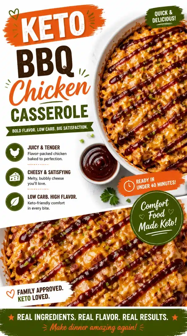 Delicious Keto BBQ Chicken Casserole fresh out of the oven