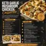 Keto Garlic Mushroom Chicken Casserole served in a dish with herbs