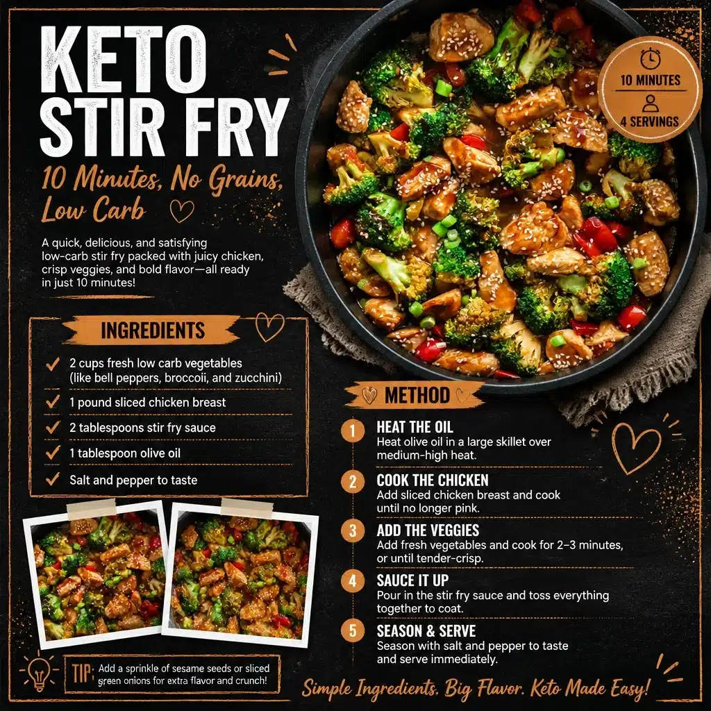 Colorful Keto Stir Fry with vegetables and protein served in a bowl
