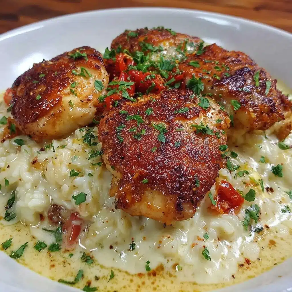 Plate of smothered chicken with rice and gravy