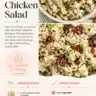 High protein chicken salad with fresh vegetables and dressing