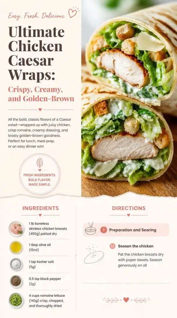 Delicious Chicken Caesar Wraps with fresh ingredients and creamy dressing