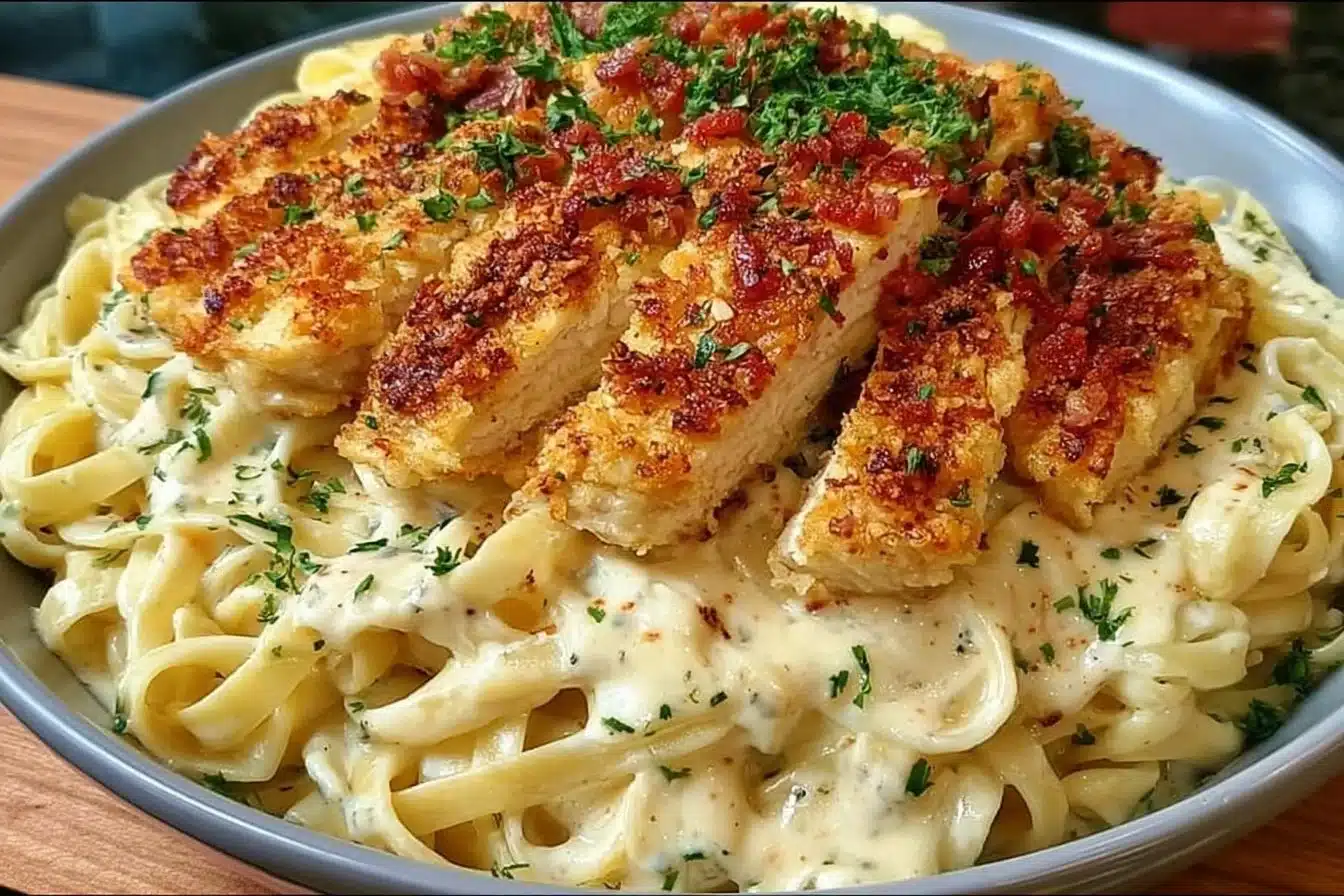 Crispy Chicken Fettuccine Alfredo