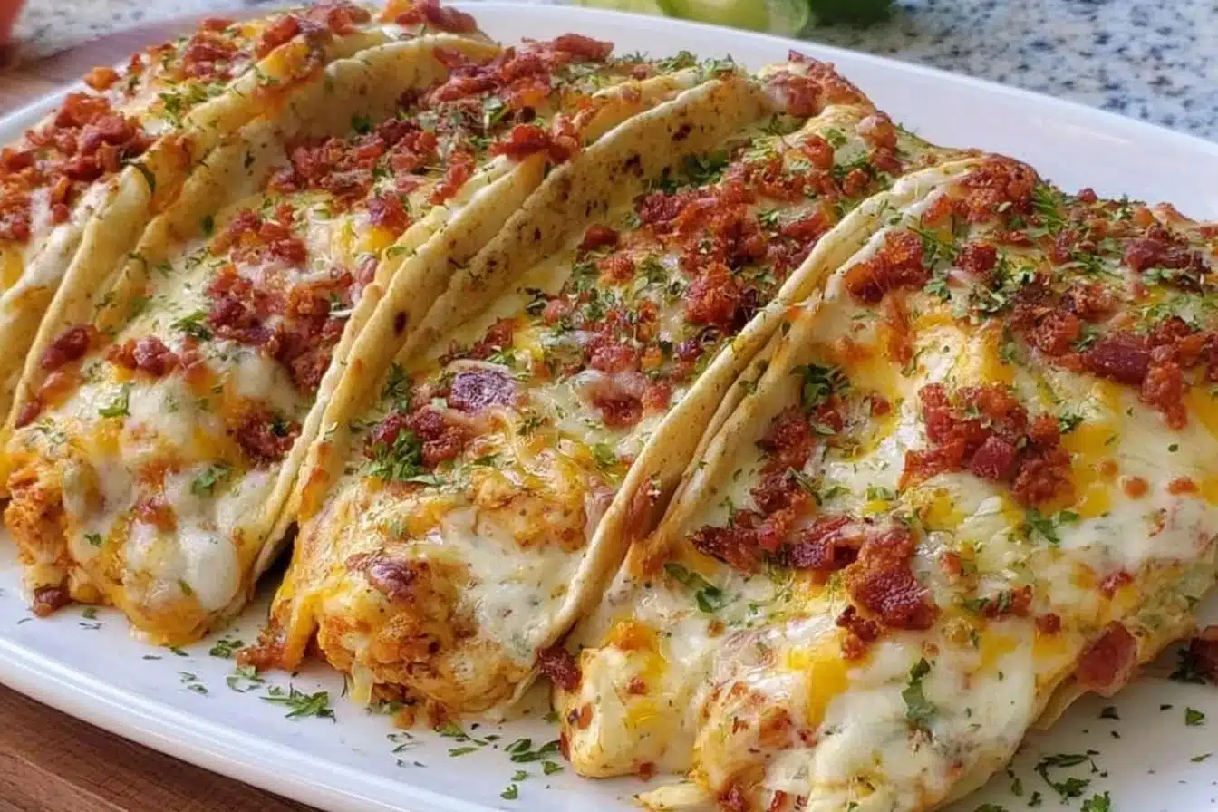Baked Chicken Bacon Ranch Tacos