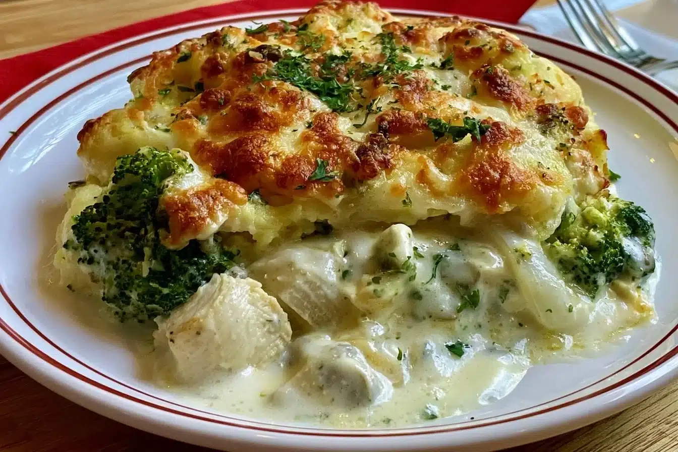 Creamy Keto Chicken Alfredo Broccoli Bake