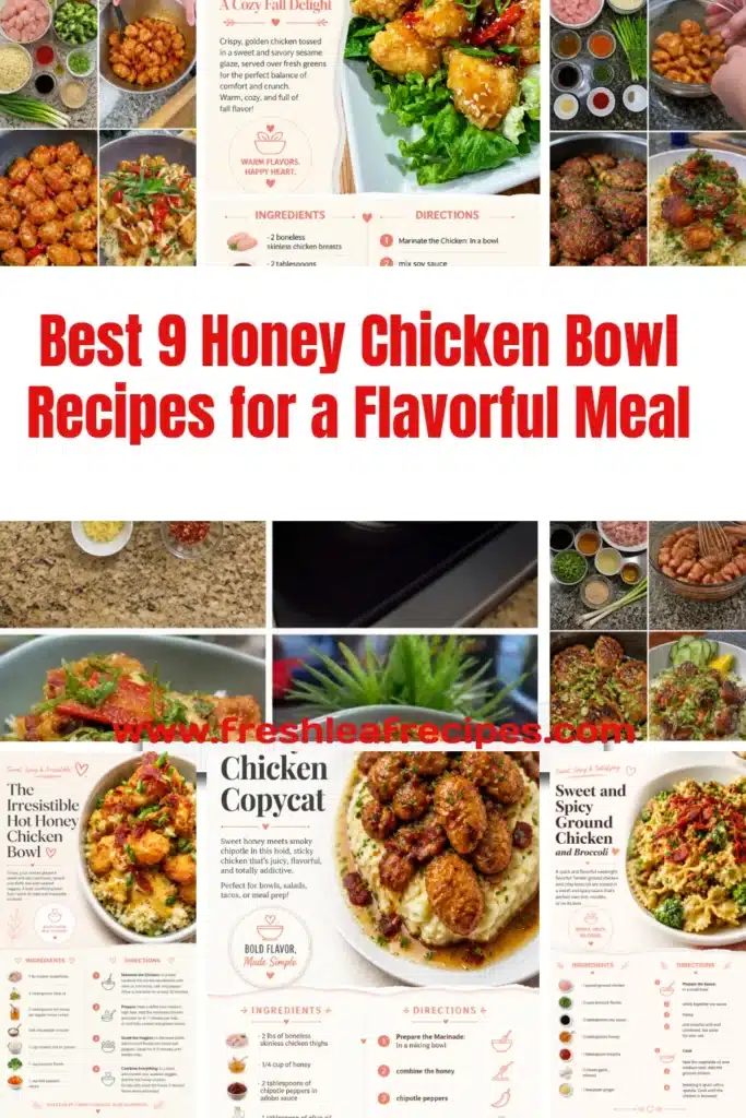 Delicious honey chicken bowl with vegetables and rice for a healthy meal