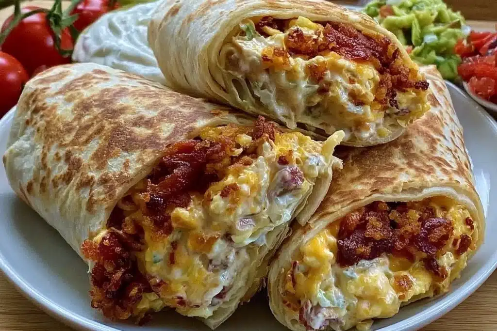 Cheesy bacon ranch wraps ready to serve for an easy weeknight dinner