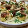 Low carb oven dish featuring chicken, spinach, and mushrooms for a healthy meal.
