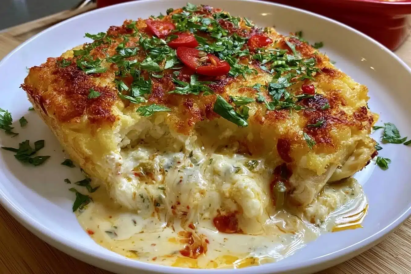 Cottage Cheese Green Chili Chicken Casserole, keto and low carb meal