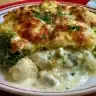 Creamy Keto Chicken Alfredo Broccoli Bake ready to serve