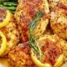 Delicious easy lemon pepper chicken served with fresh vegetables.