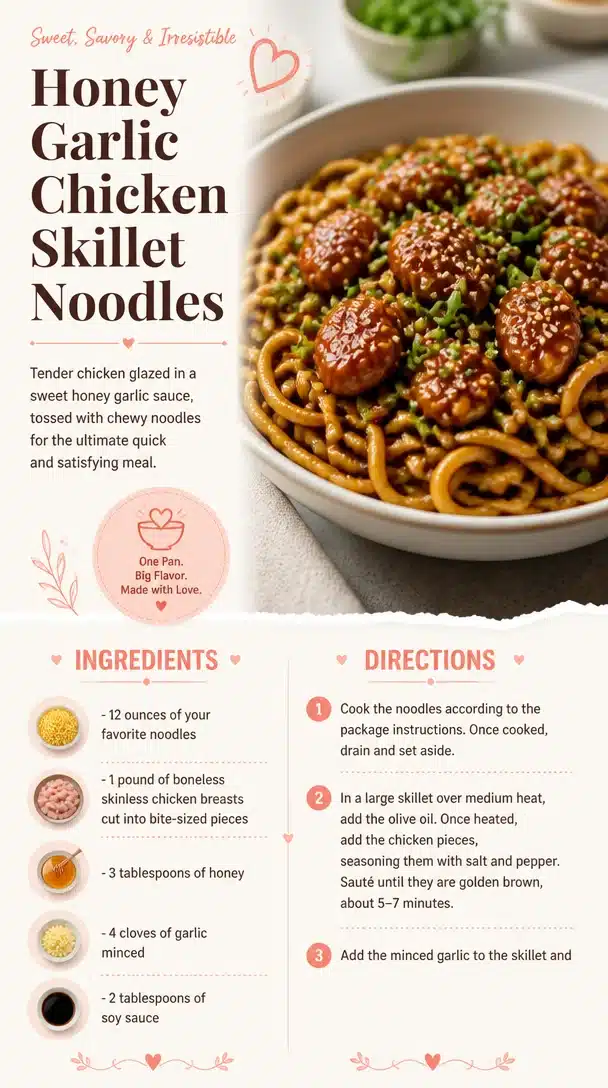 Honey Garlic Chicken Skillet Noodles - a flavorful and easy dinner recipe
