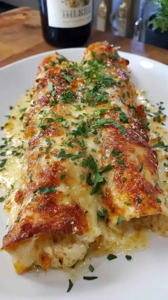Indulgent queso chicken enchiladas served on a plate