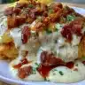 Delicious Keto BBQ Chicken Casserole topped with cheese and herbs