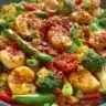 Colorful keto stir fry with fresh vegetables and protein, low-carb recipe