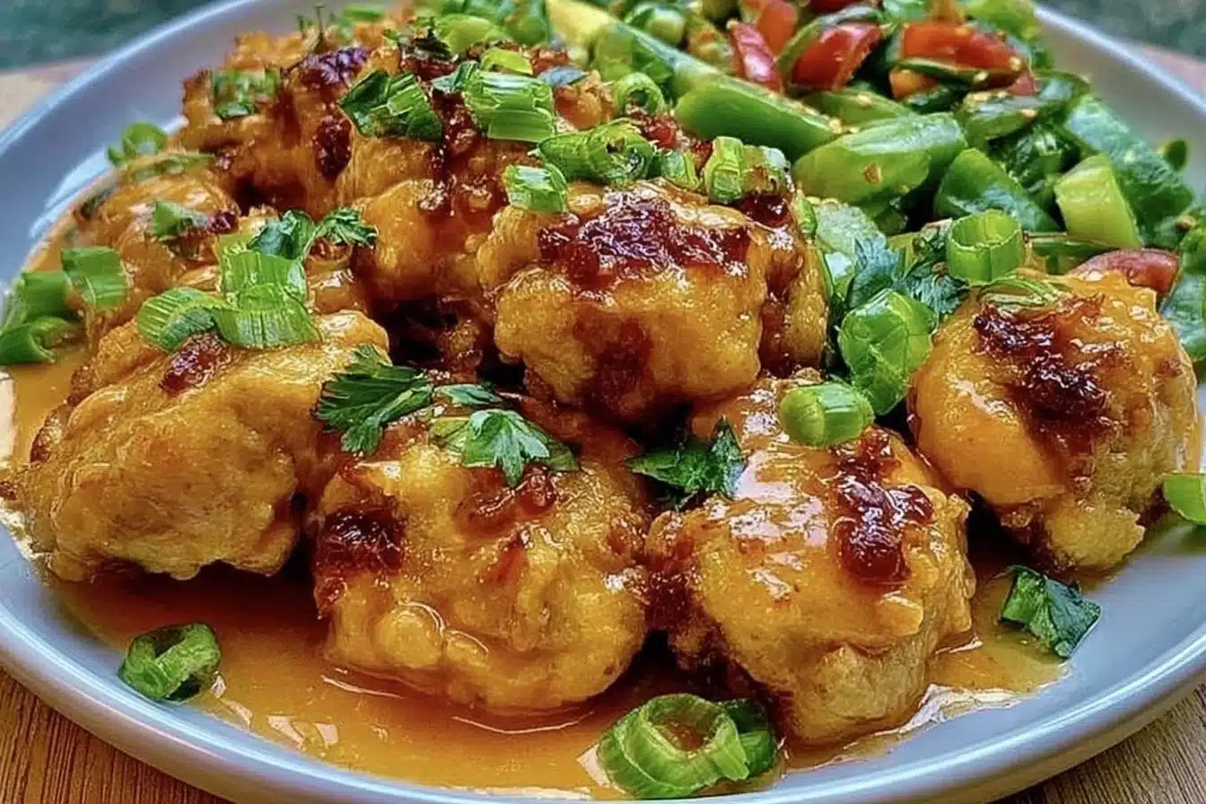 Delicious Low Carb Bang Bang Chicken served for a quick weeknight dinner