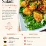 A vibrant plate of sesame chicken salad topped with greens and sesame seeds.