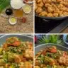 Delicious Spicy Honey-Ginger Chicken Bowls garnished with green onions and sesame seeds