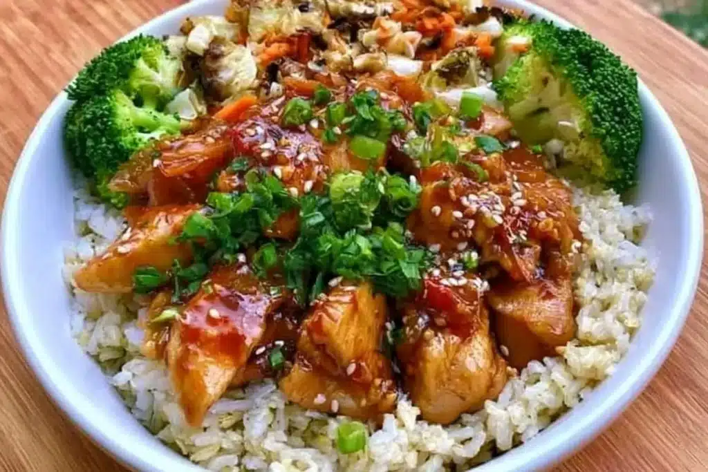 Easy homemade teriyaki chicken rice bowl for a quick weeknight dinner