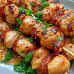 Delicious Bang Bang Chicken Skewers ready to be served