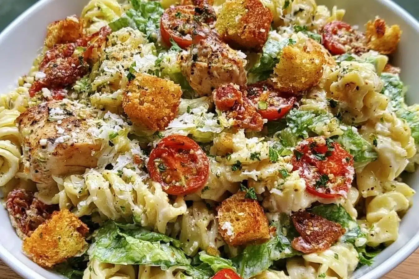Easy Chicken Caesar Pasta Salad