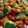 Plate of Better-Than-Takeout Sticky Chicken and Broccoli with rice