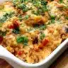 Delicious Chicken Burrito Casserole served in a dish