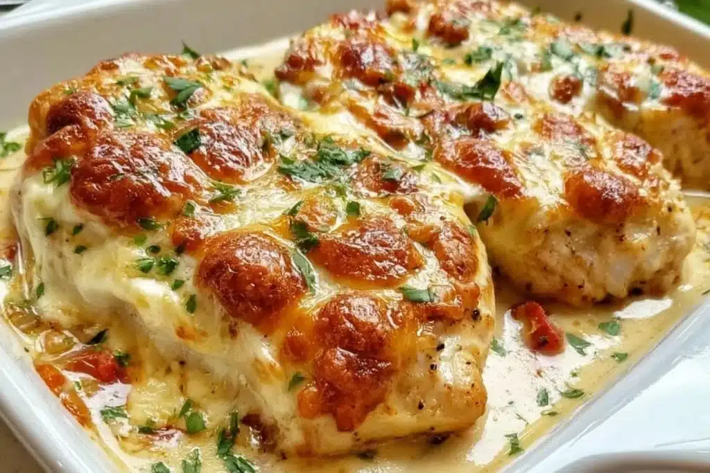 Cream cheese chicken dish with herbs and spices