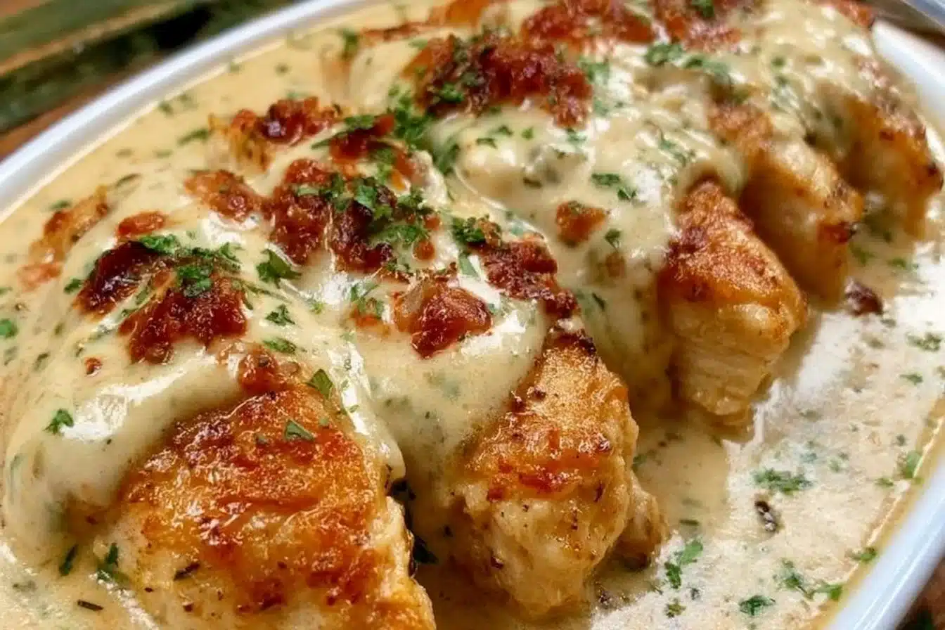 Delicious creamy ranch chicken dish served on a plate