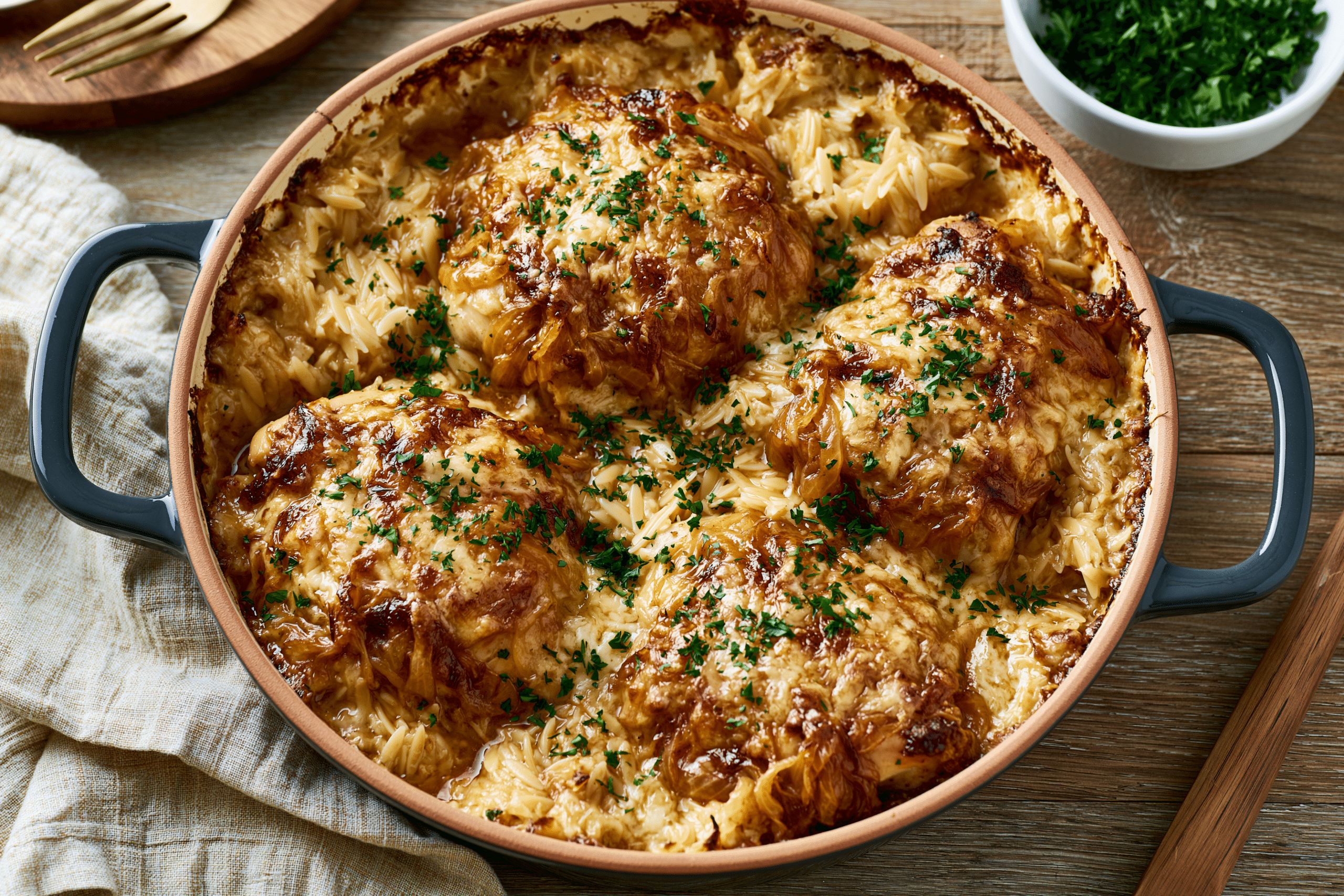 French Onion Chicken Orzo Casserole: Ultimate Comfort Food