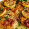 Quick and easy Minute Lemon Chicken served with vegetables for a weeknight dinner.