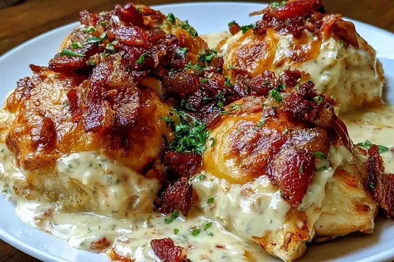 Creamy Keto Crack Chicken with bacon and ranch recipe served in a bowl