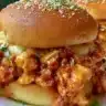 Delicious Cajun Chicken Sloppy Joes served on a bun with toppings