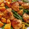 Healthy chicken and sweet potato dish on a plate