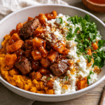 Hot Honey Cottage Cheese Sweet Potato Beef Bowl Recipe