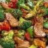 Delicious Keto Stir Fry with colorful vegetables and protein in a bowl