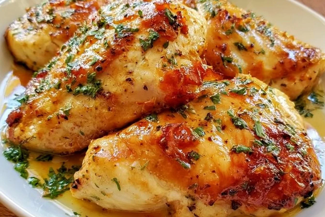 Juicy and tender Melt in Your Mouth Chicken served with fresh vegetables.