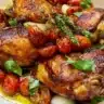 One-Pan Balsamic Chicken with vegetables on a serving plate