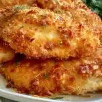 Crispy air fryer parmesan chicken with golden crust and fresh herbs