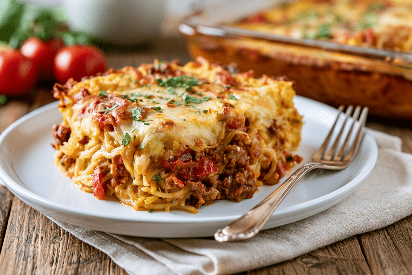 Ultimate Cornbread Spaghetti Casserole Recipe | Hearty & Delicious