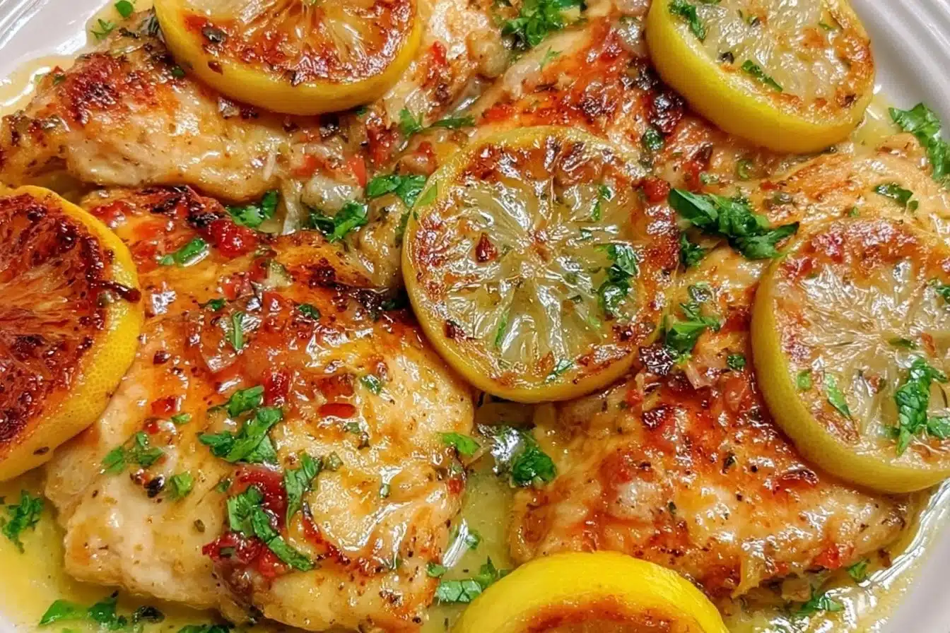 30-minute lemon chicken served with herbs and vegetables