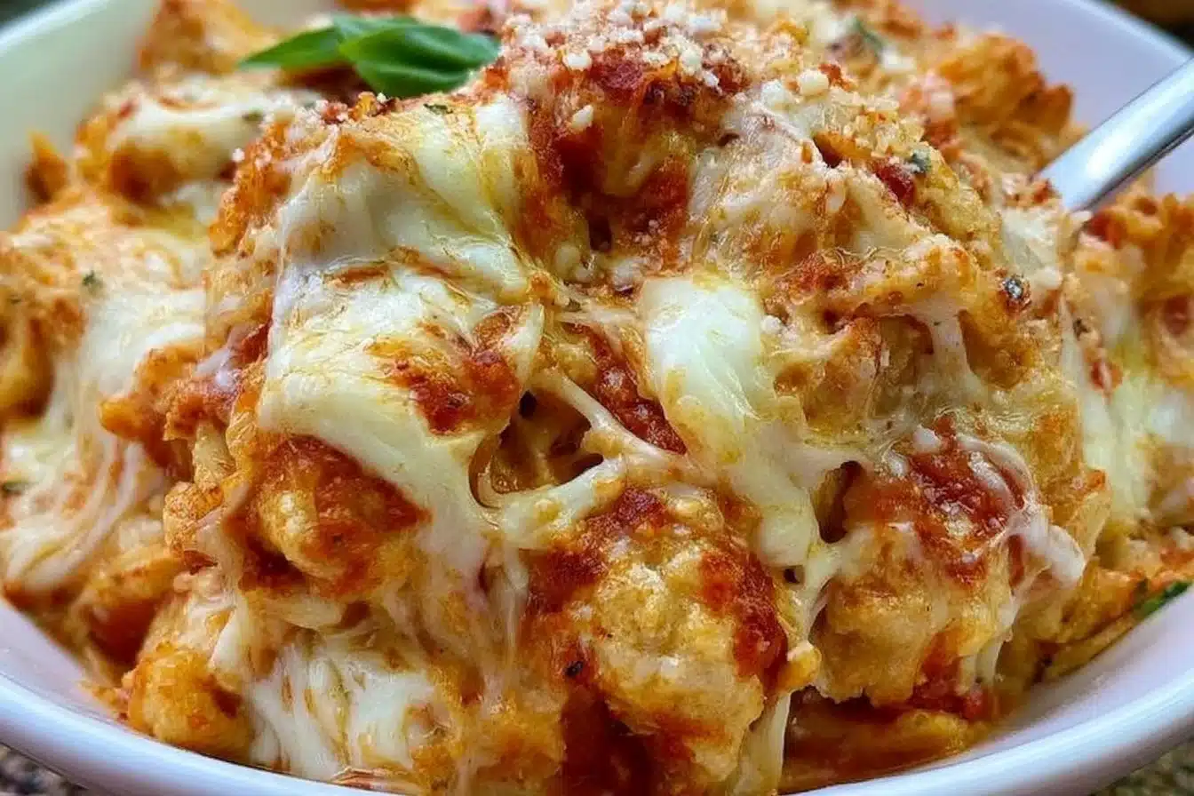 Keto chicken parmesan casserole, gluten-free, easy and quick recipe