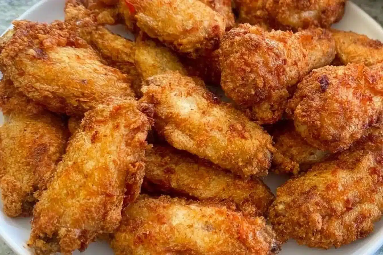 Crispy air fryer chicken wings served with dipping sauce