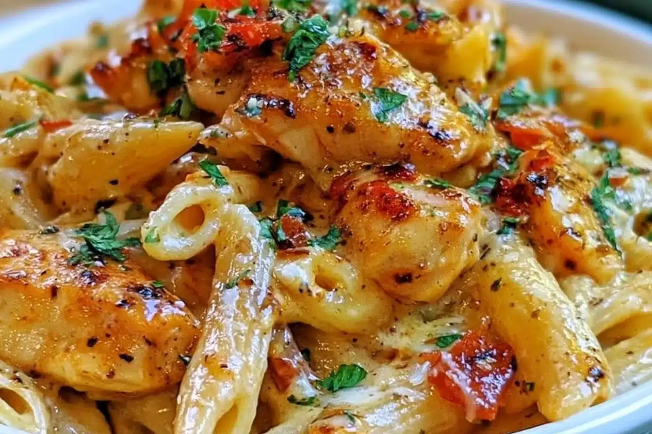 Easy creamy Cajun chicken pasta served with fresh herbs and spices