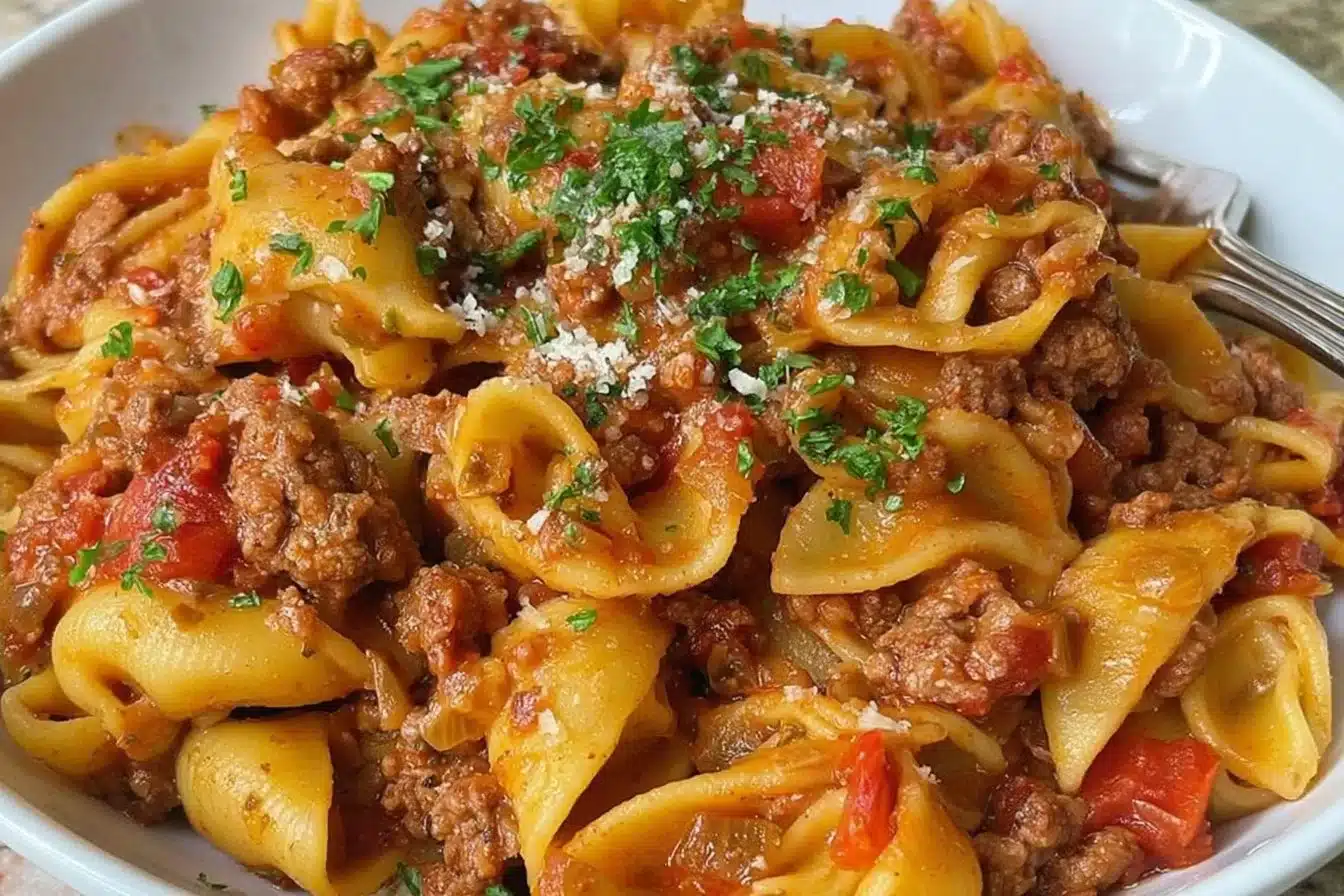 High protein taco pasta in a pot, ideal for a quick weeknight dinner