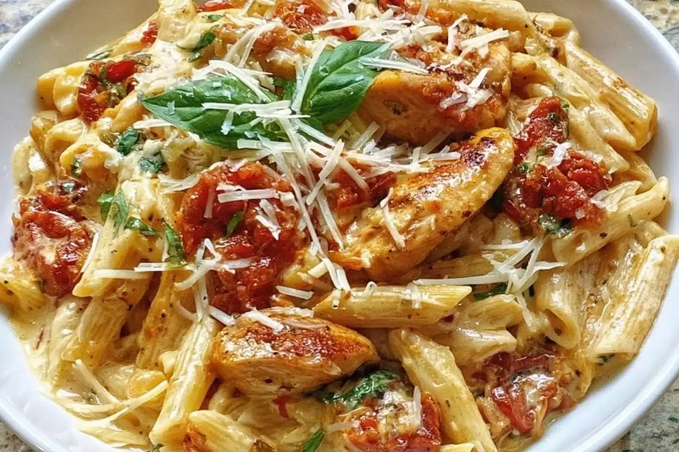 Delicious Marry Me Chicken Pasta served with fresh herbs and creamy sauce.