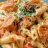 Delicious Southwest Chicken Alfredo with creamy sauce and spices