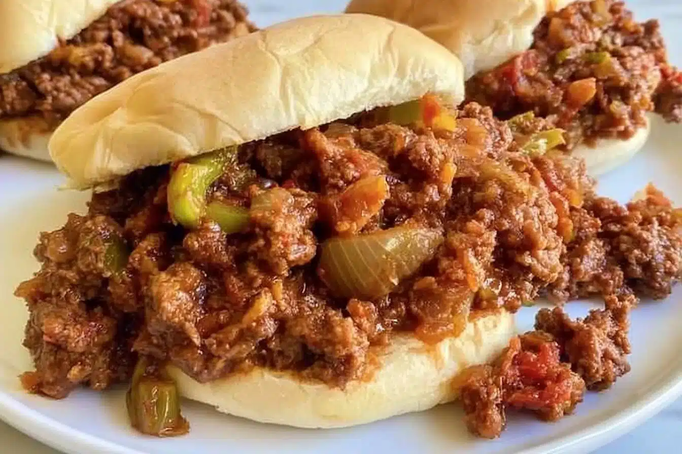 Delicious homemade sloppy joe on a plate ready to eat